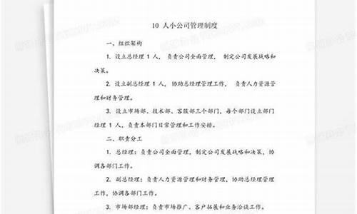 10人小公司管理制度_10人小公司管理制度范本